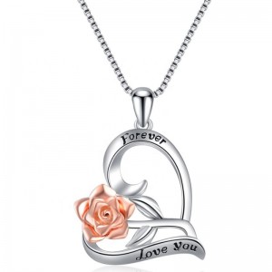 Collana con ciondolo a cuore rosa in argento sterling 925 collana personalizzata incisa design 2020