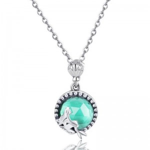 Collana con ciondolo a forma di sirena in argento sterling 925 per donna collana con gemma di nascita